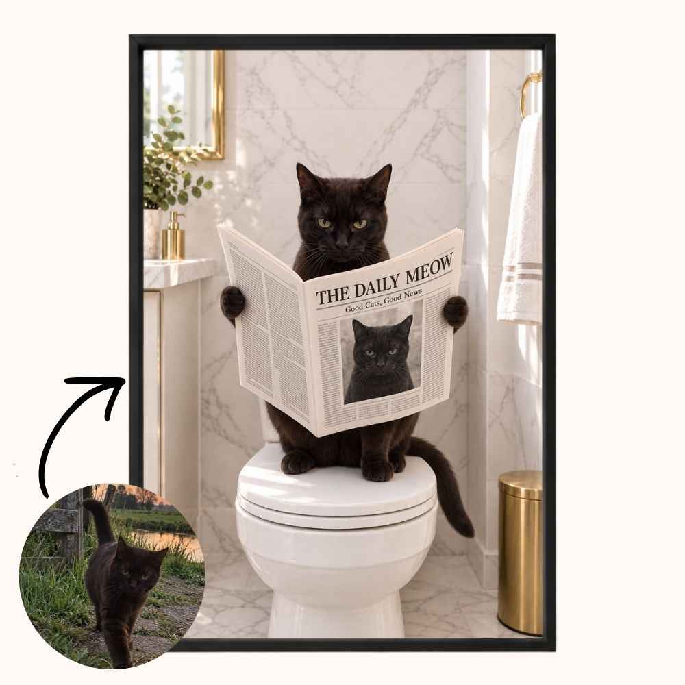 Gepersonaliseerde Kat op Toilet Poster