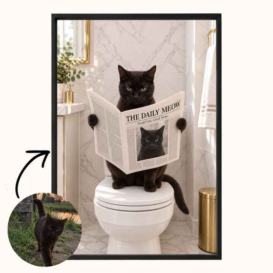 Gepersonaliseerde Kat op Toilet Poster
